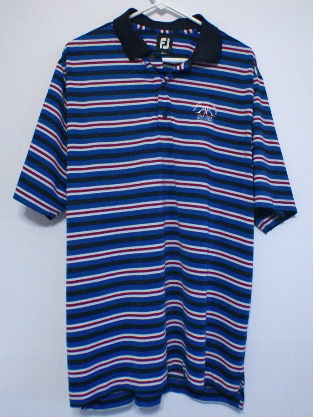FootJoy FJ Striped Golf Polo Shirt Men’s Large Blue Kaanapali Maui Hawaii Golf